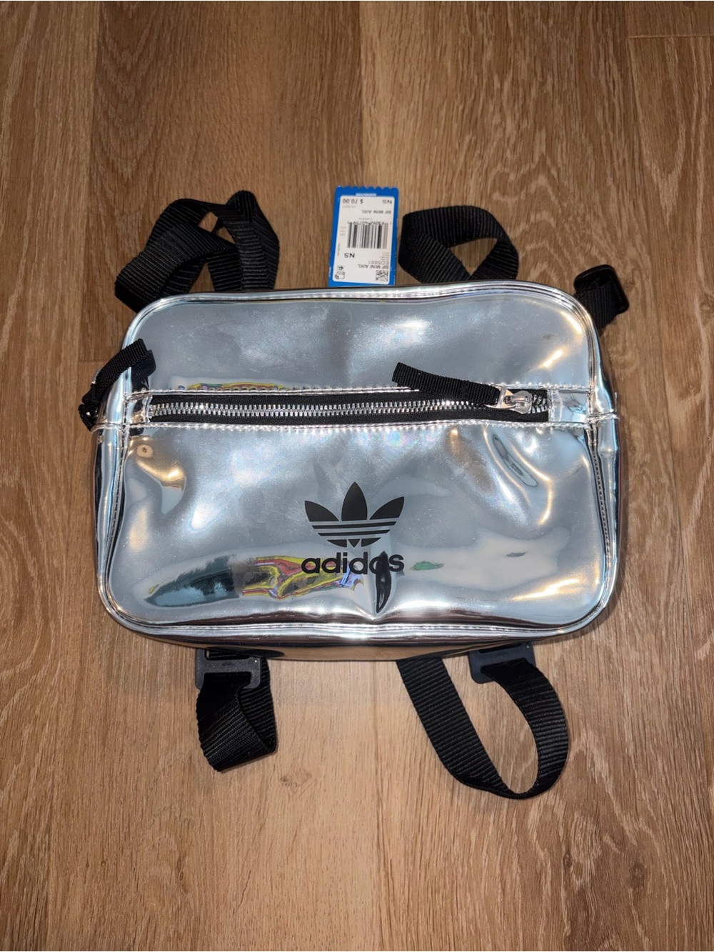adidas orignal Mini Airliner Backpack Silver Metallic / Black ED5881 New